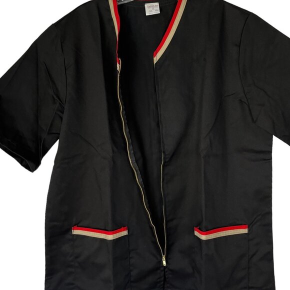 Fashion Seal Superior Uniform Zip Shirt Black Red Medical Foodservice Sz XL New - Picture 4 of 9